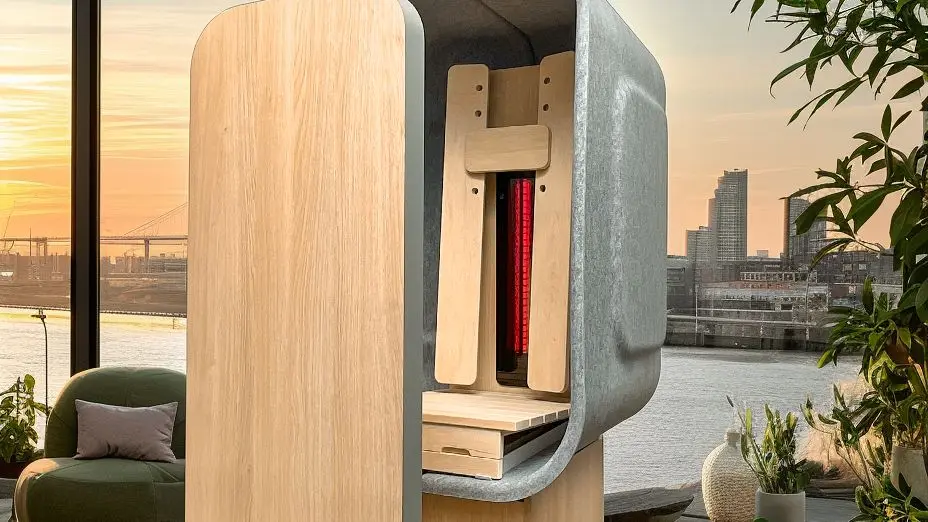 Infrarood werkt als onderhoud voor je lichaam HUG neemt 1 vierkante meter in en kan in je kantoor staan